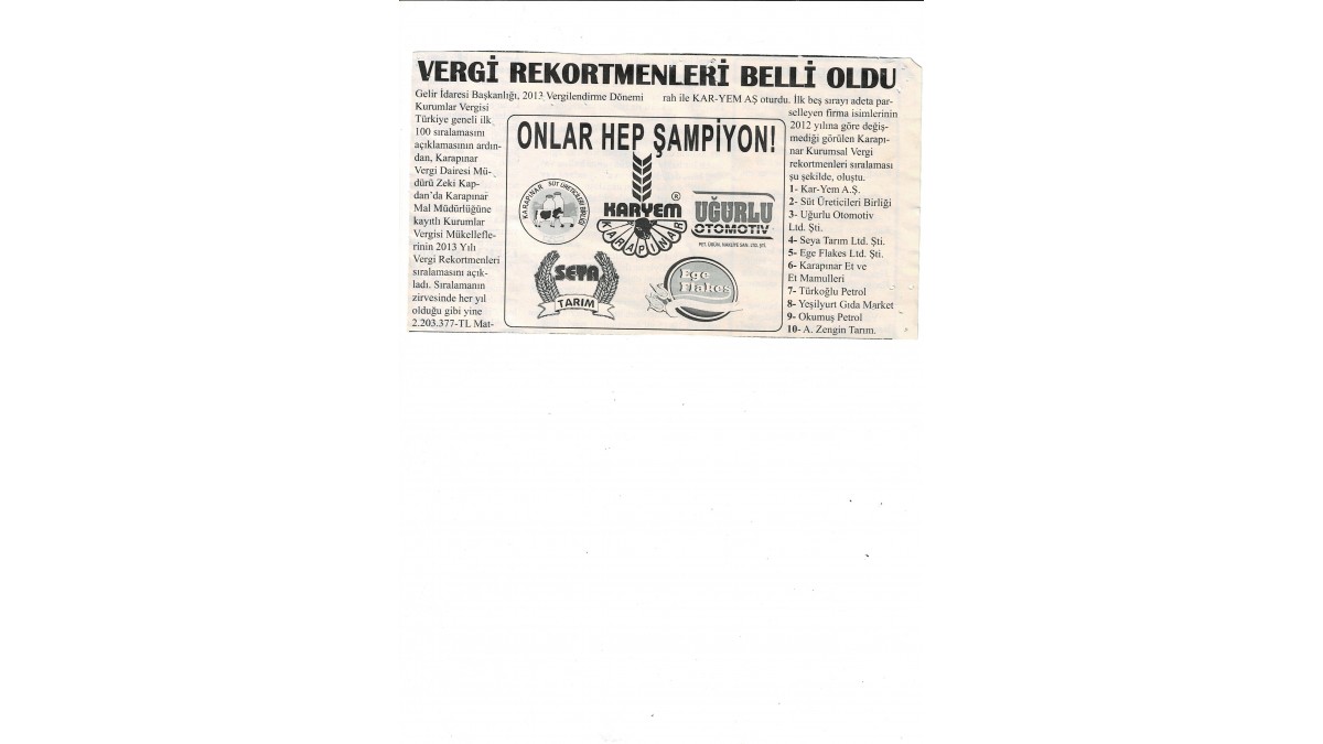 Vergi rekortmenleri belli oldu